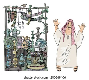 arabian vendor - cartoon