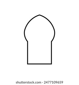 Arabische Fenstersymbol-Vektorgrafik. Symbol für Fensterdarstellung. Arabisches Stilsymbol oder -logo.