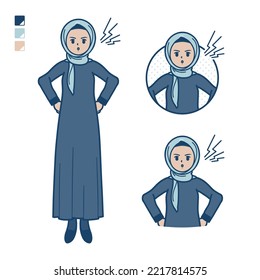 An Arabian Woman In Hijab With Anger Images.It's Vector Art So It's Easy To Edit.