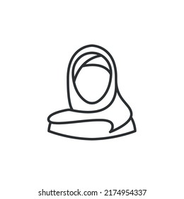 Arabian Woman In Hijab Icon. Muslim Female Avatar. Vector 