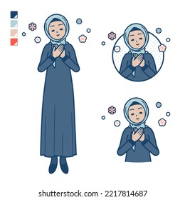 An arabian woman in hijab with Rest images.It's vector art so it's easy to edit.