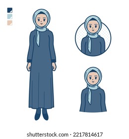 An arabian woman in hijab with Smiling images.It's vector art so it's easy to edit.