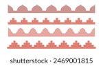 Arabic abstract house borders. Simple boho roof top lines. Vector oriental building shapes.
