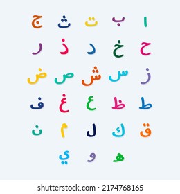 Arabic alphabet education reading, learning. Islamic vector illustration