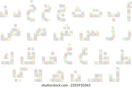 Arabic Alphabet letter coloring stroke blocks