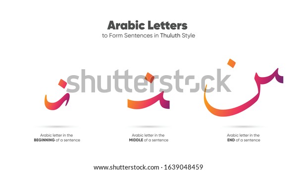 Arabic Alphabet Letters Thuluth Style Translation Stock Vector Royalty Free 1639048459