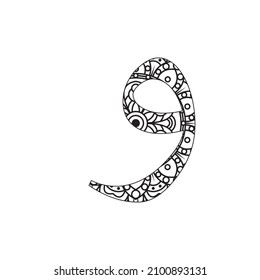 Arabic alphabet mandala vector and line art. Arabic alphabet Mandala coloring page.