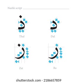 Arabic Alphabet nashk script. Arabic language letters set 3. School and primary school learning print. Home schooling. Rules of Quranic handwriting