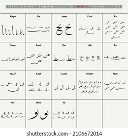 Arabic Alphabet. Thuluth Typeface. Part 3. finishing Letters.