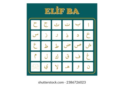 Arabic alphabet. It will be read from right to left. Elif Ba