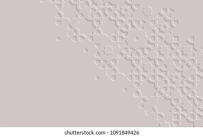 Arabic arabesque design greeting card for Ramadan Kareem.Islamic ornamental monochrome detail of mosaic.Vector illustration.