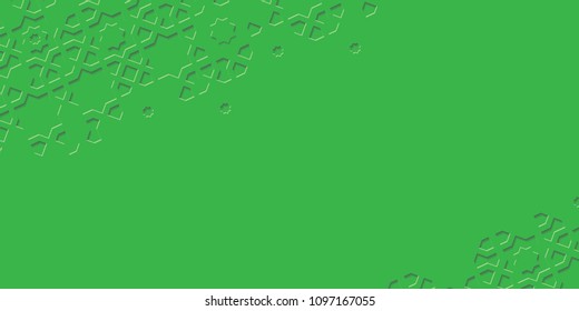 Arabic arabesque design greeting card for Ramadan Kareem.Islamic ornamental green monochrome detail of mosaic. Vector illustration.