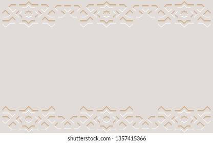 Arabic arabesque design greeting card for Ramadan Kareem,Islamic ornamental monochrome detail of mosaic,vector illustration