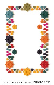 Arabic arabesque design greeting card for Ramadan Kareem,Islamic ornamental colorful detail of mosaic