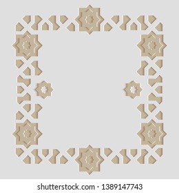 Arabic arabesque design greeting card for Ramadan Kareem,Islamic ornamental monochrome detail of mosaic vector illustration