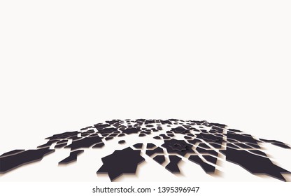 Arabic arabesque design greeting card for Ramadan Kareem,Islamic ornamental black and white detail of mosaic in perspective