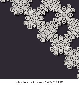 Arabic arabesque design greeting card for Ramadan Kareem, Islamic ornamental black and white detail of mosaic
