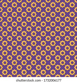 Arabic arabesque seamless pattern with colorful elements. Geometric background. Design greeting card for Ramadan Kareem, Islamic ornamental colorful detail of mosaic. Vector illustration.