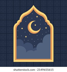 arabic arch with night sky