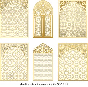 Arabic arches silhouette bundle. Arabian ornament. Doors and windows decor. Instant Download