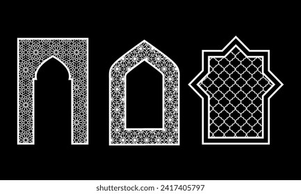 Arabic architectural arch door clipart set