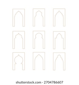 Elemento de arco arquitectónico árabe, estilo oriental ornamental, gráfico de Vector