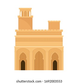 Arabic Architecture and Building with Geometric Ornament Vector Illustration