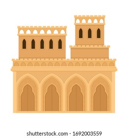 Arabic Architecture and Building with Geometric Ornament Vector Illustration