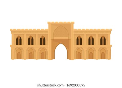 Arabic Architecture and Building with Geometric Ornament Vector Illustration