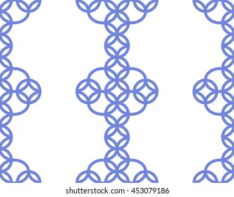 Arabic architecture inspired tiled blue and white lattice background. Seamless circle pattern. Abstract Geometric Background. Vector Illustration.