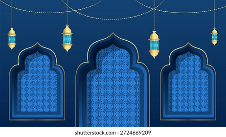 Arquitetura árabe de uma mesquita islâmica, serve como um cartão de saudação para o Ramadã e o Eid al-Fitr. Tradução caligráfica: Ramadan Kareem.
