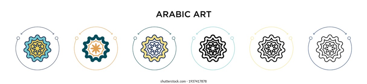 Arabic art icon in filled, thin line, outline and stroke style. Vector illustration of two colored and black arabic art vector icons designs can be used for mobile, ui, web