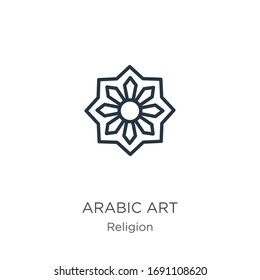 Arabic art icon. Thin linear arabic art outline icon isolated on white background from religion collection. Line vector sign, symbol for web and mobile