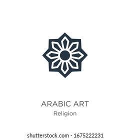 Icono de arte árabe vectorial. Icono de arte árabe plano de moda de la colección religiosa aislado en fondo blanco. La ilustración vectorial se puede utilizar para diseño gráfico web y móvil, logotipo, eps10