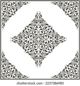 Arabic art style ornament design pattern, suitable for calligraphy, posters, invitations, engraving, interior decoration, banners, etc. Can also be used as a background for frame decoration.