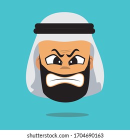 Hombre avatar árabe - enojado, triste, divertido. persona árabe avatar de colorido estilo plano. concepto de emoción y expresión