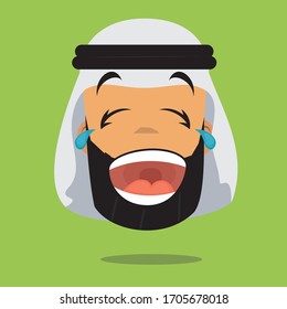 Arabic avatar man - laughing, funny. avatar Arab person in colorful flat style. emotion and expression concept