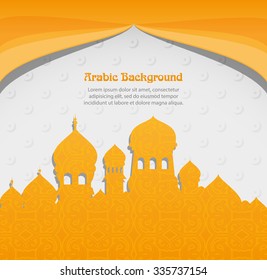 Arabic background city with mosques card design