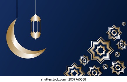 Arabic background with moon and lantern illustration