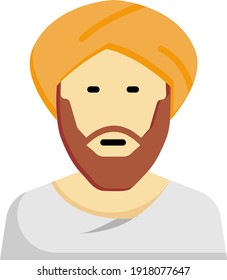 Hombre de barba árabe Avatar Concepto Vector color Icono Diseño, cultura árabe y tradiciones Símbolo sobre fondo blanco, prácticas islámicas y musulmanas Signo, hombre de edad avanzada con pañuelo en la cabeza ilustración de la bolsa