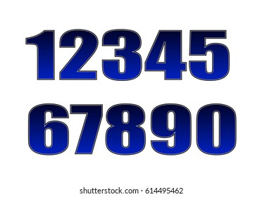 Arabic blue numbers on a white background