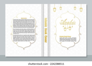 Arabic book cover design, Islamic book cover brochure, magazine cover page vector.