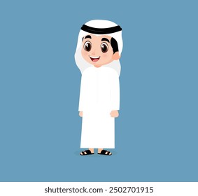 Arabic boy happy wearing Khaliji uniform
