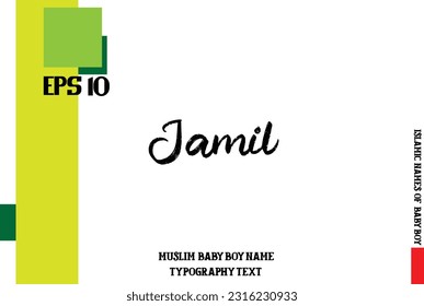 Arabic Boy Name Jamil Alphabetical Bold Text