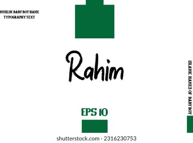 Arabic Boy Name Rahim Alphabetical Bold Text