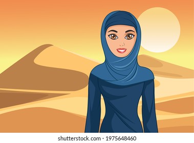 arabic bride in desert scene