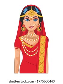 Arabic Bride Red Dress Character Stock Vector (Royalty Free) 1975680443 ...