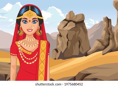 arabic bride standing in desert character