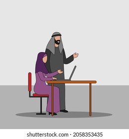Ilustración de vectores de caracteres comerciales árabes - Discusión comercial 