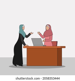 Arabic Business Characters Vector Illustration - Business Discussion 